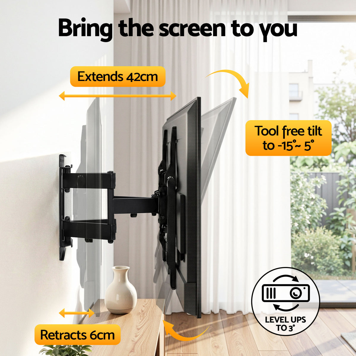 Artiss TV Wall Mount Bracket for 37" - 85" TVs Swivel Tilt - TV-MOUN-B-DOUB-90