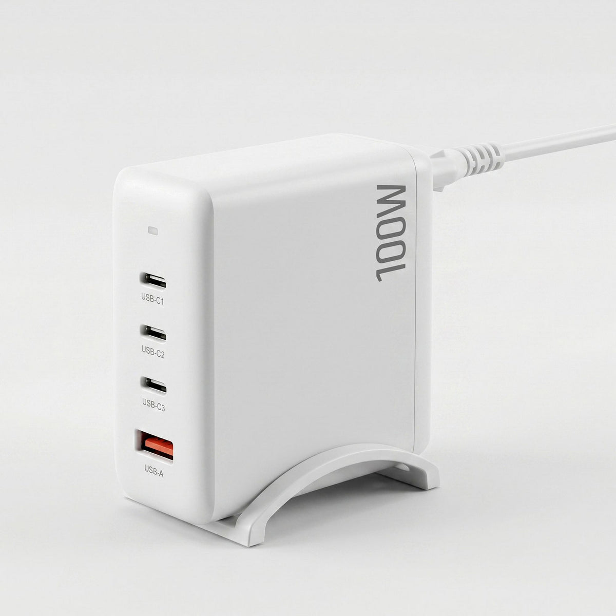 Devanti USB C Charger 100W Fast Charger 4 Port GaN Desktop Station White