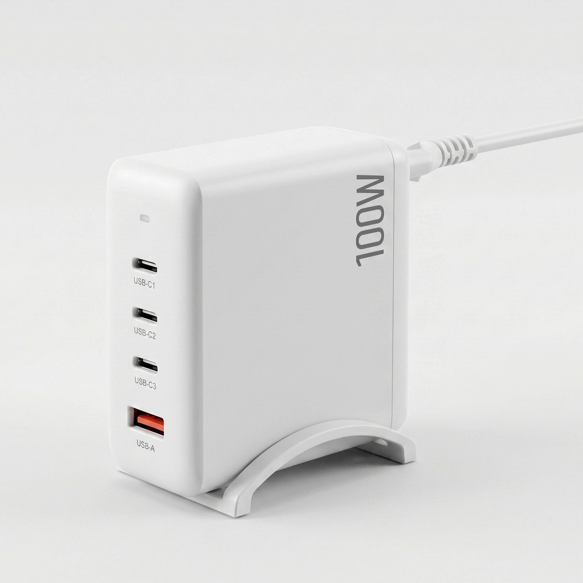 Devanti USB C Charger 100W Fast Charger 4 Port GaN Desktop Station White