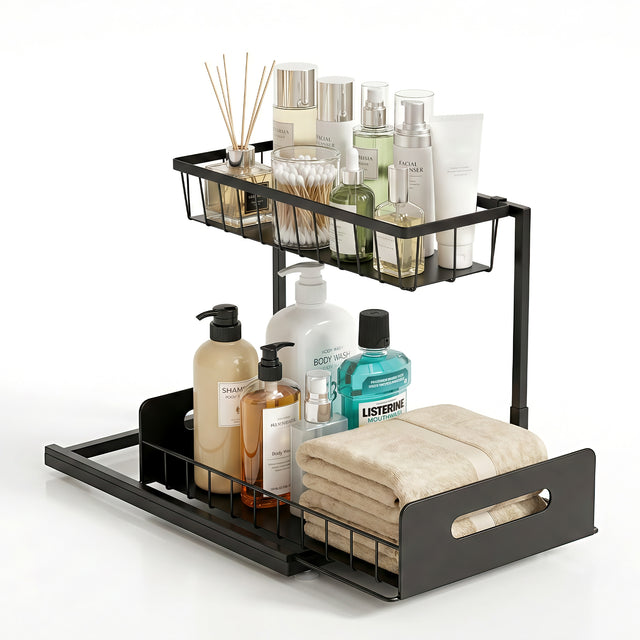 Artiss Under Sink Organizer Storage L Shape 1 Pull Out Drawers Kitchen Cabinet
