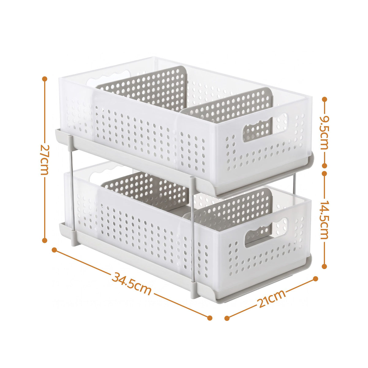 Artiss Under Sink Organizer 2 Tier Pull Out Drawer White - 577263