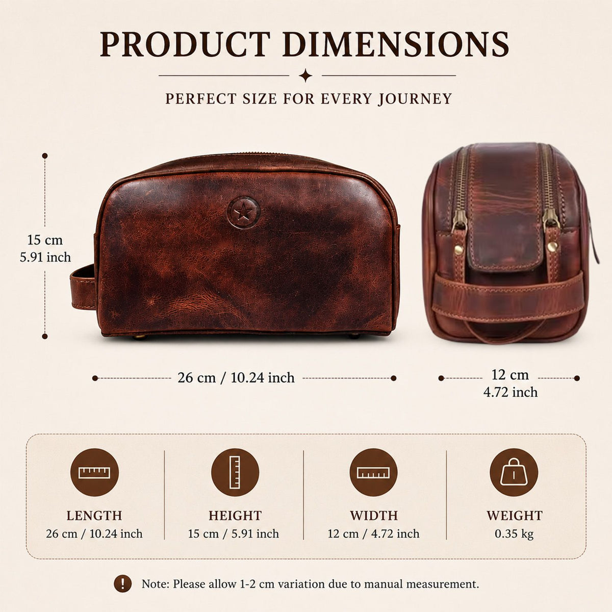 Leather Toiletry Bag for Men Leather Unisex Make-up Bag Travel Dopp Kit