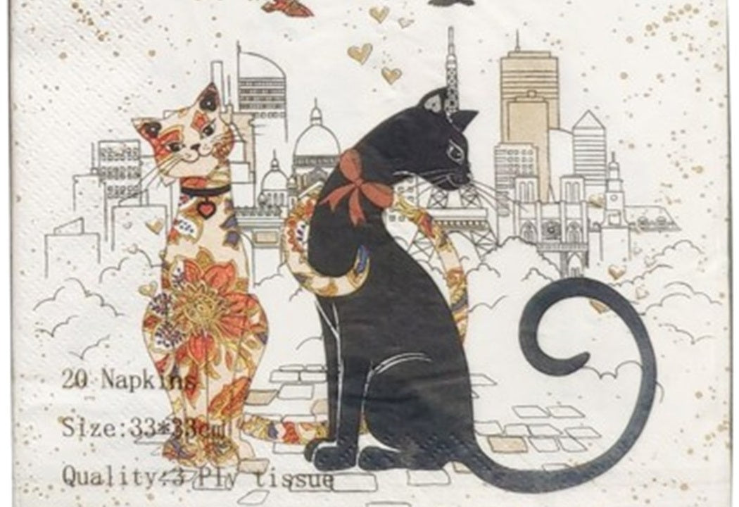 Cat Couple Embossed Entertaining Set