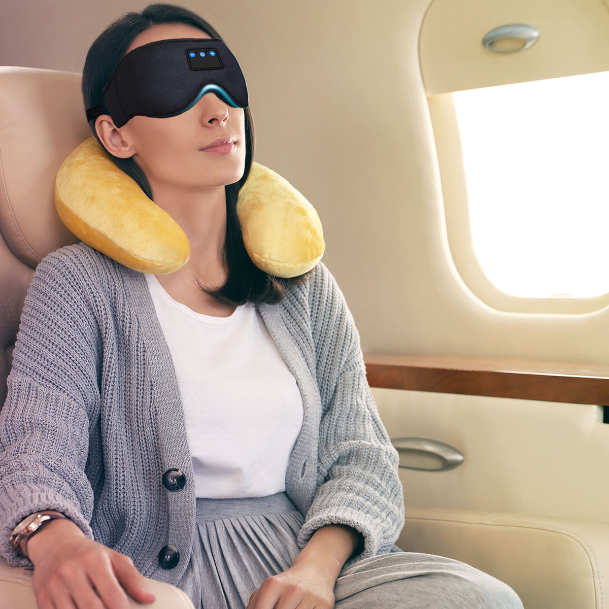 Laser Sleep Mask Bluetooth Headphones Black