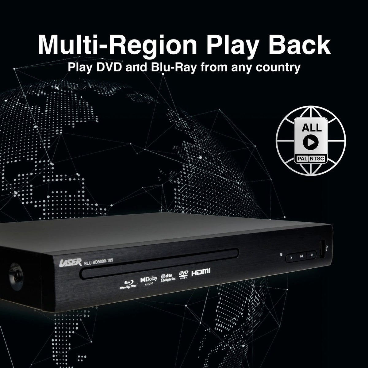 Laser Blu-Ray Player with Multi Region Playback