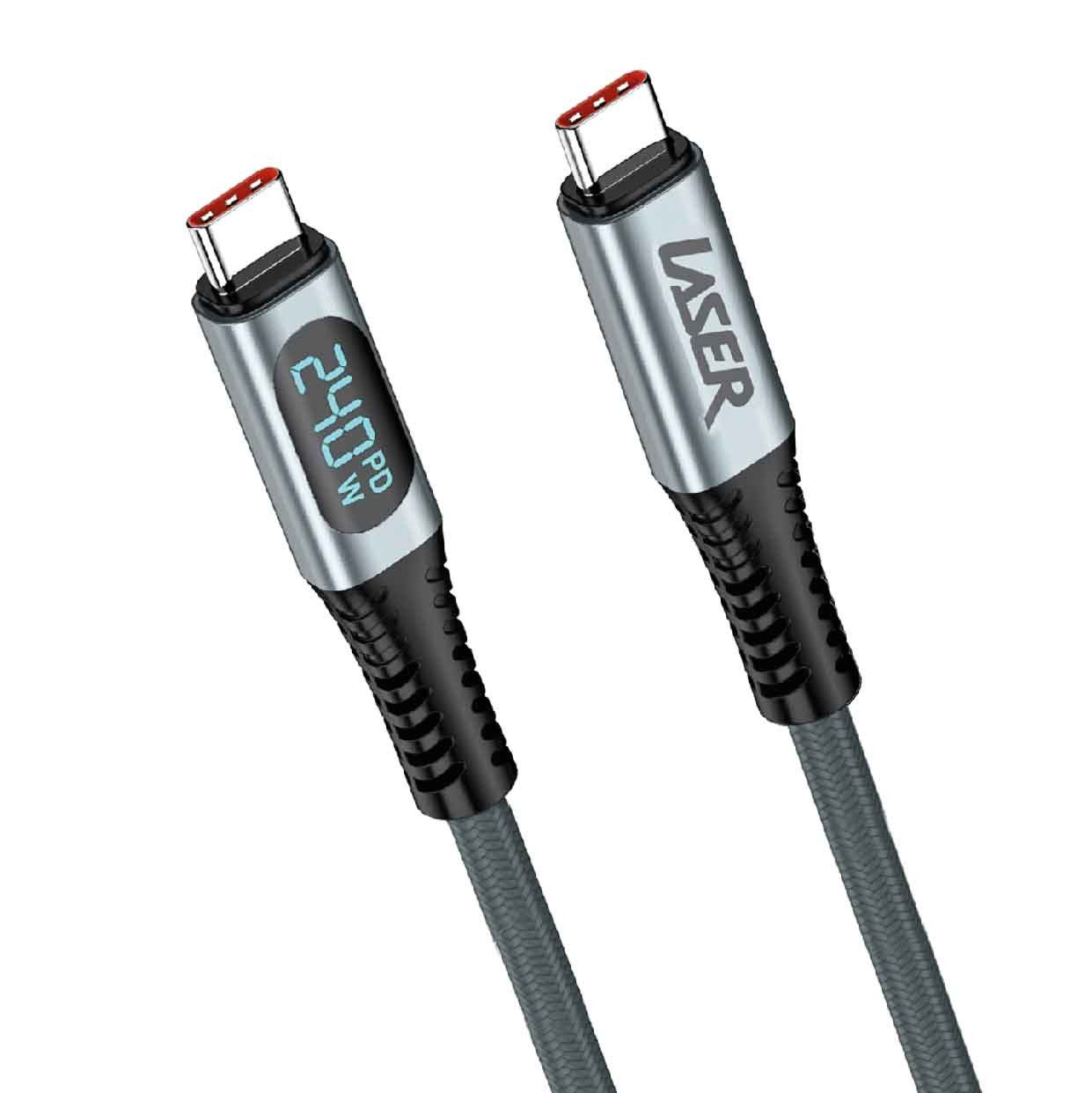 Laser 240W USB-C to USB-C LCD Braided Cable 1M