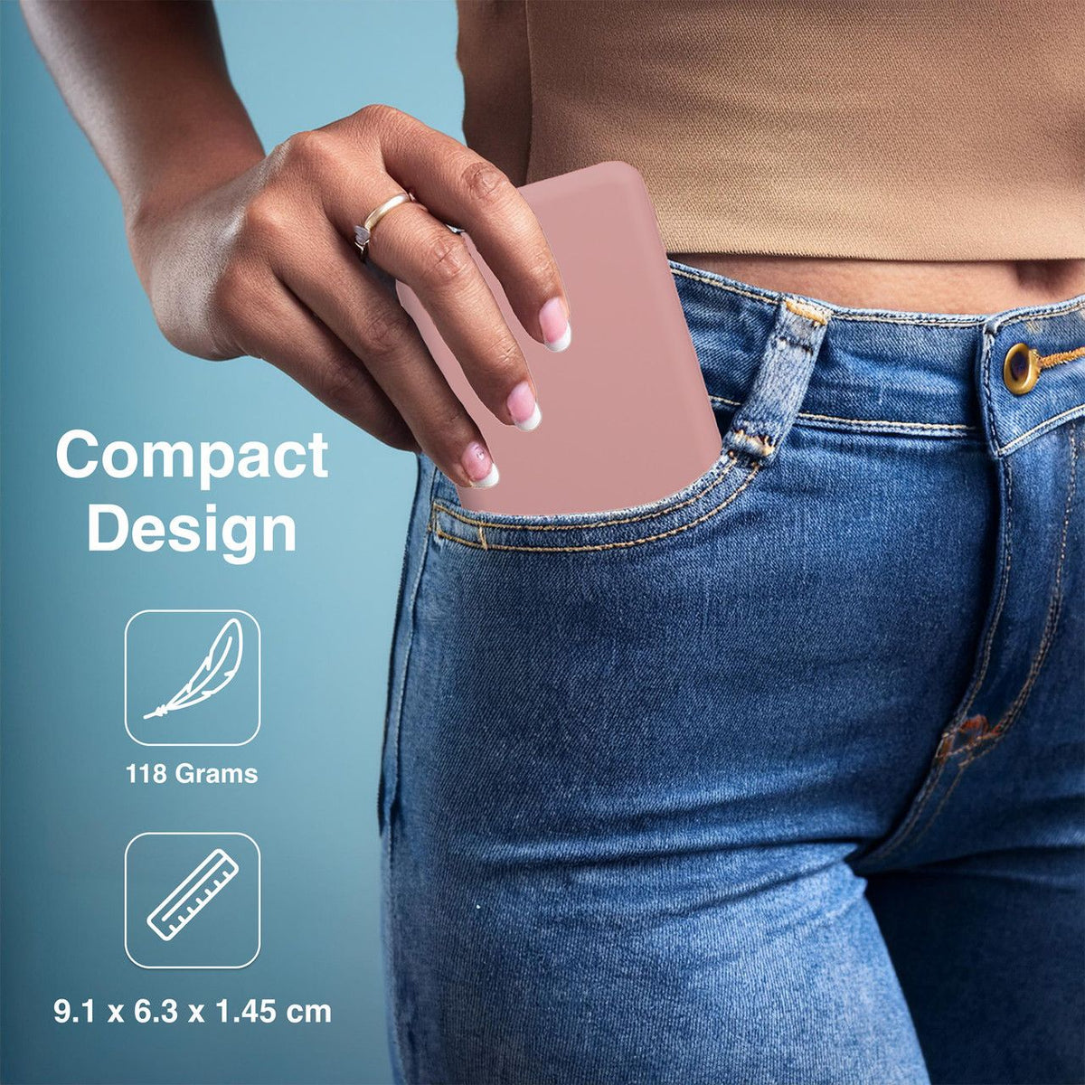 Laser 5000mAh Compact Portable Power Bank - Clay