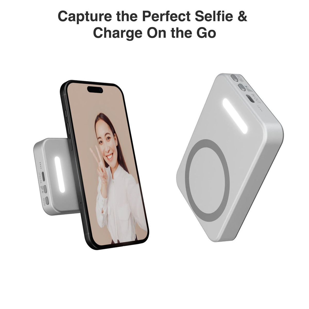 Laser ChargeCore 5000mAh Selfie Powerbank - White
