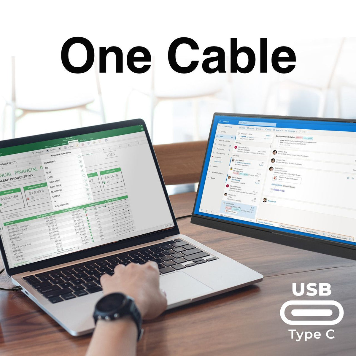 Laser 15.6 Inch Portable Monitor with USB-C and HDMI
