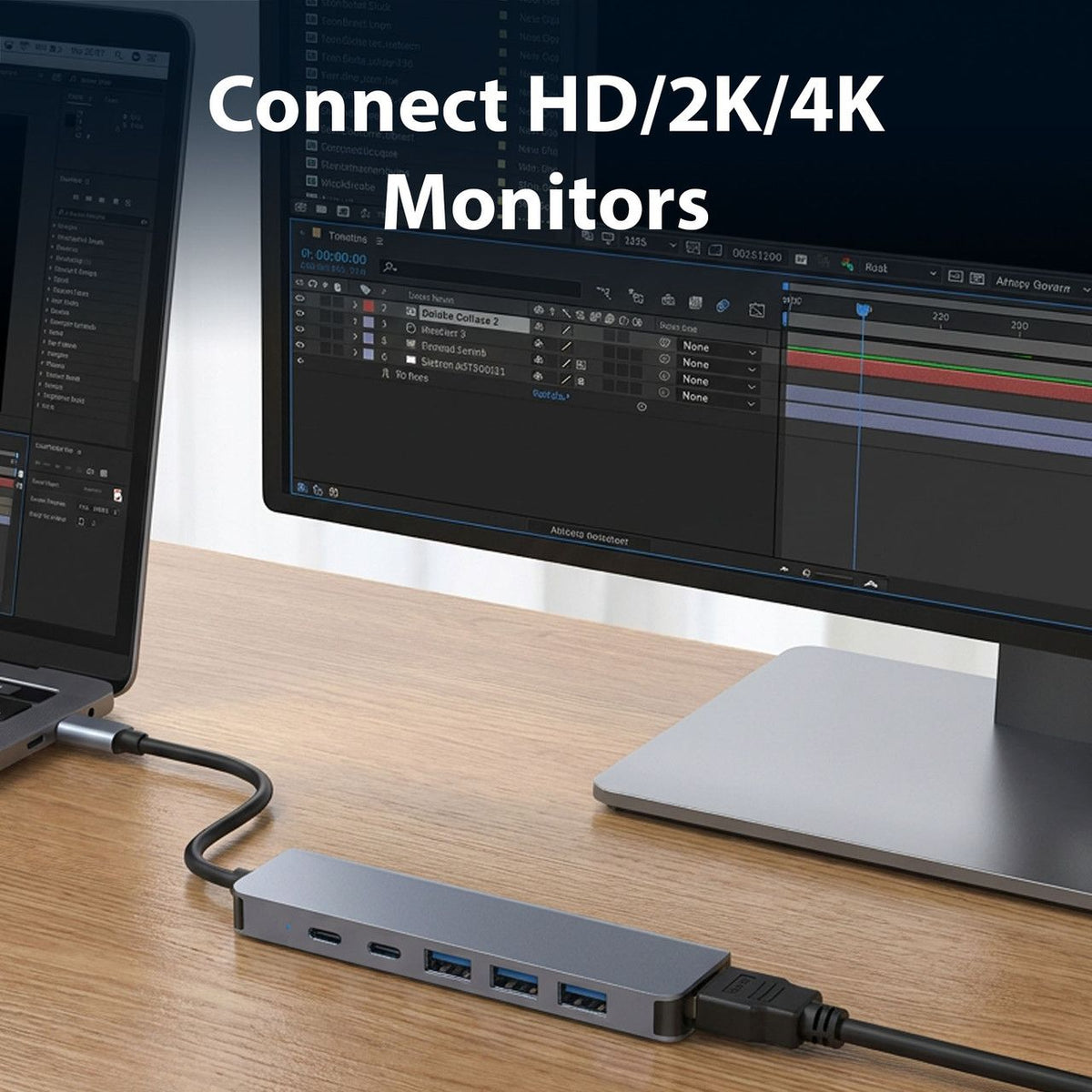 Laser USB-C 6-in-1 Multi-Port Hub with 4K HDMI and 100W PD Charging
