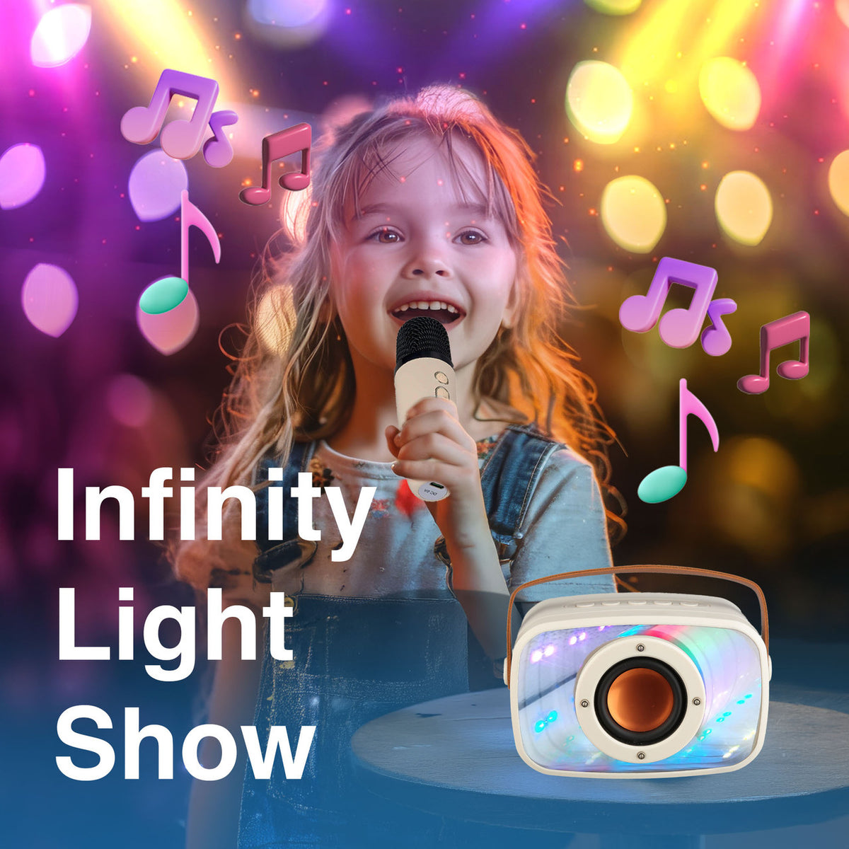 Laser Infinity Karaoke Speaker with Wireless Mic
