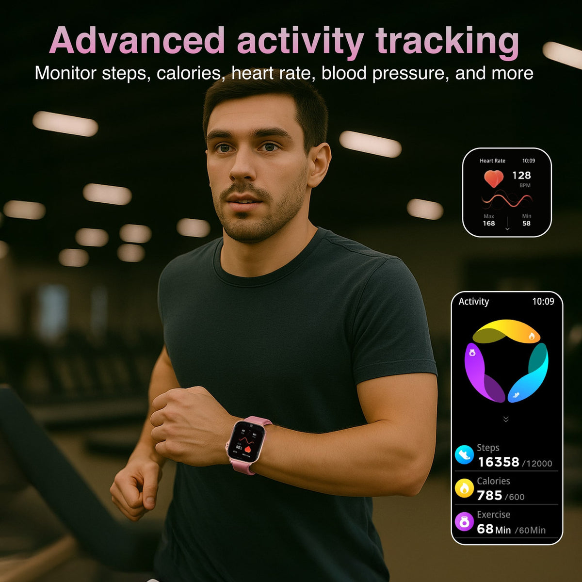 V-Fitness Smart Watch GPS and 2.1 inch Pink