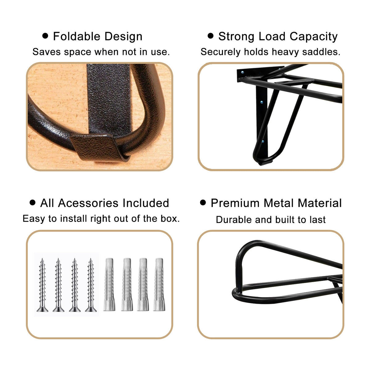 Samland Foldable Saddle Rack Wall Mounted Saddle Stand Space-S - V1060-105-21523