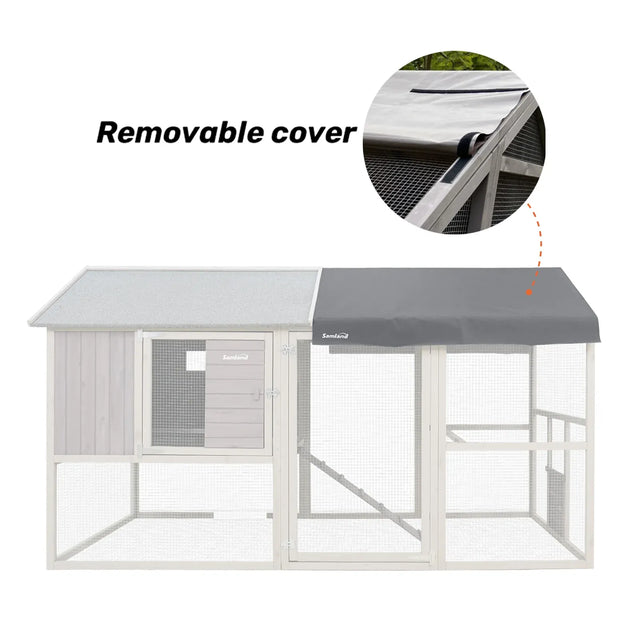 Removable Waterproof Roof Cover Large Wooden Backyard Chicken Coop Dcn2512