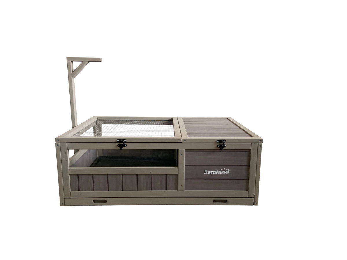 Samland Wooden Tortoise House Cage, Indoor Enclosure House Reptile Habitat Cage