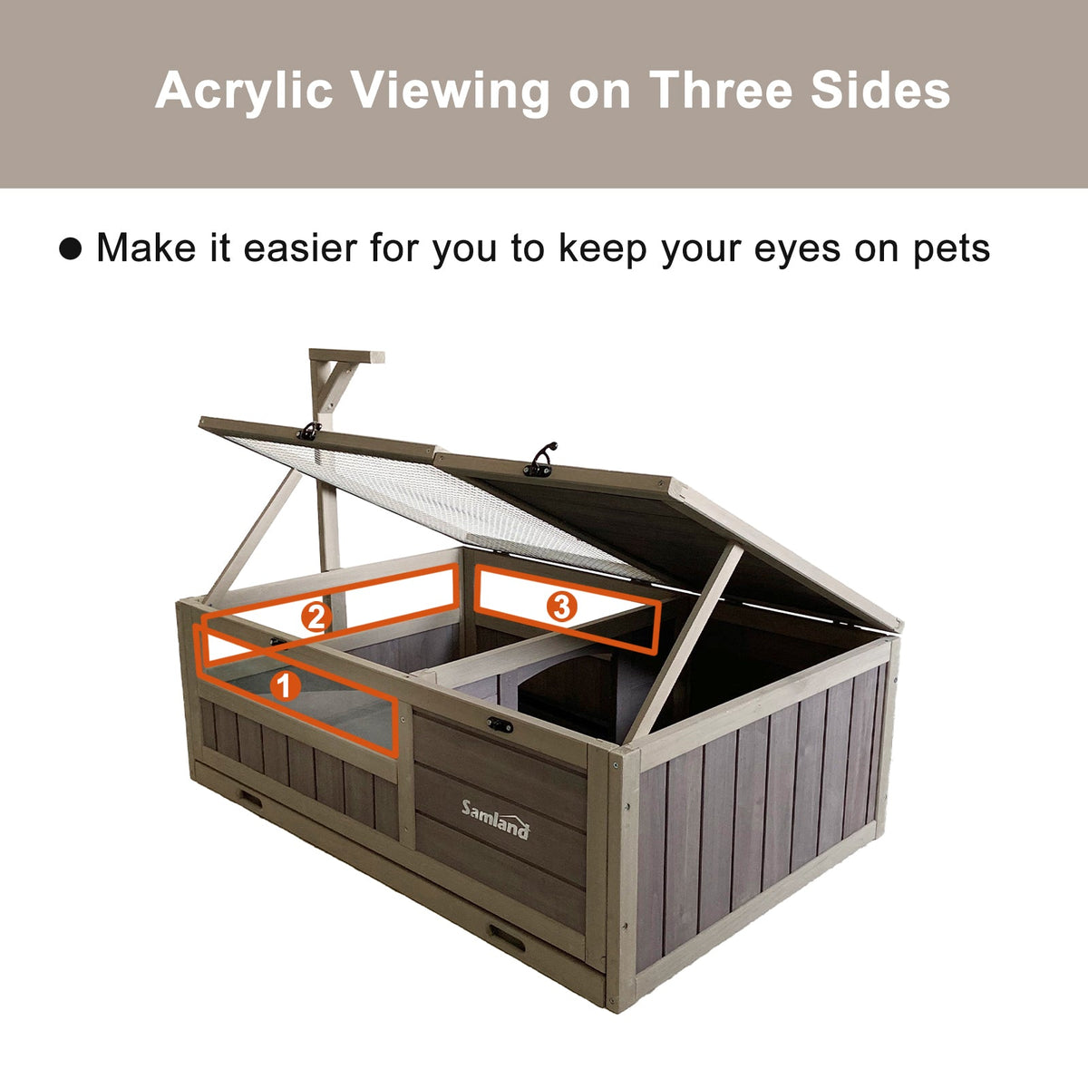 Samland Wooden Tortoise House Cage, Indoor Enclosure House Reptile Habitat Cage