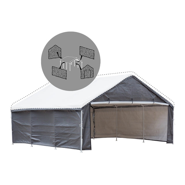 Samland Enclosure Kit (Side Wall Accessory Only) Portable Double Carport Canopy