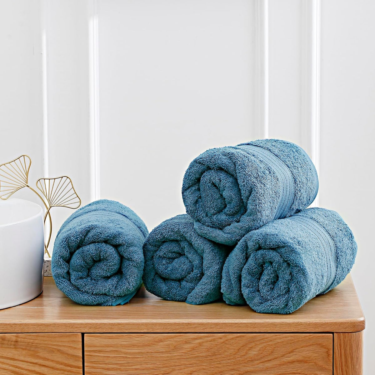 Samland Premium Cotton Washcloths 4-Pack Quick-Dry Face Towels Set-Blue