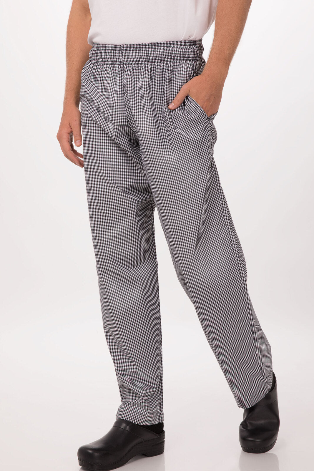 Essential Men's Small Checks XL Baggy Black Chef Pants by Chef Works