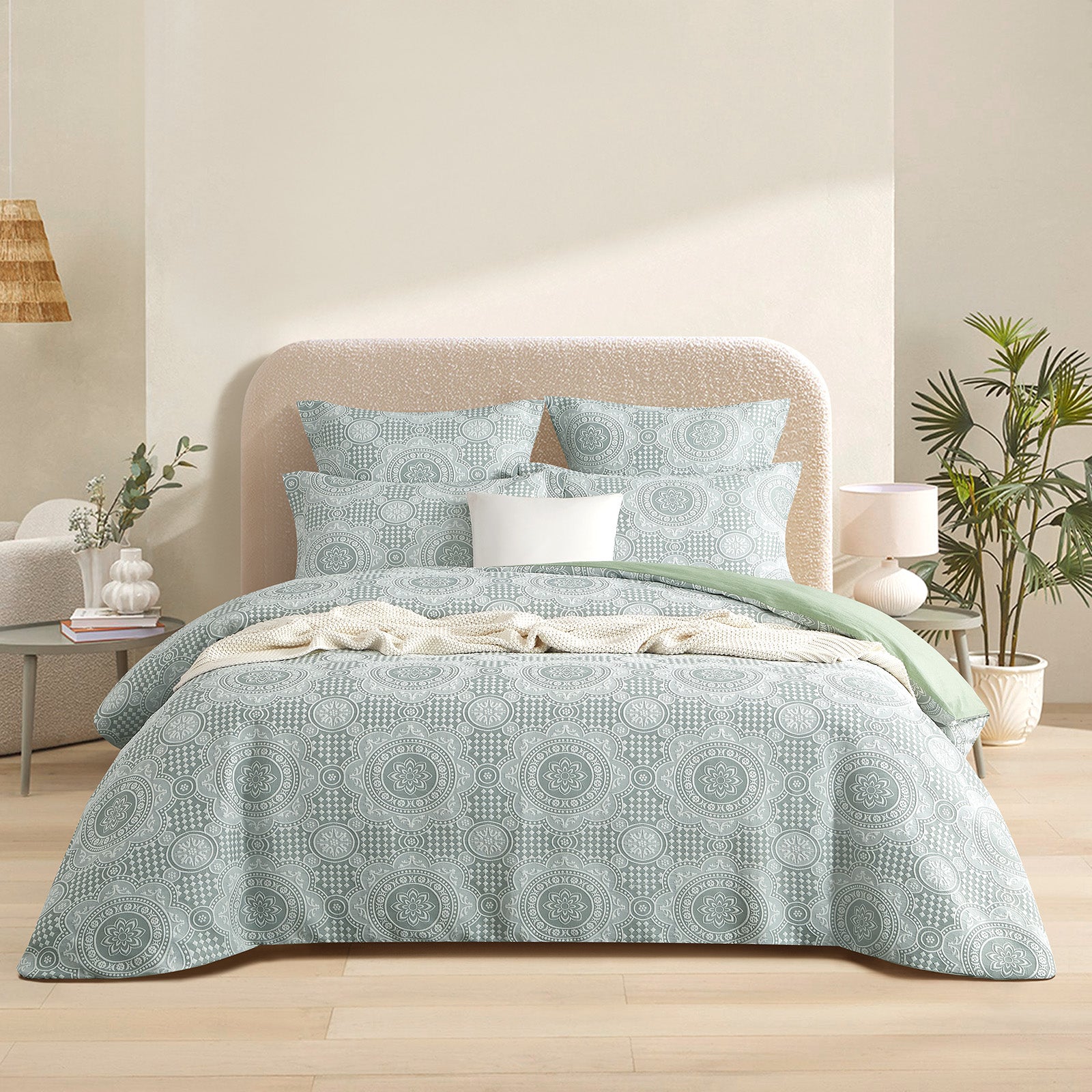 Rizz Sage Jacquard King Quilt Cover Set by Renee Taylor