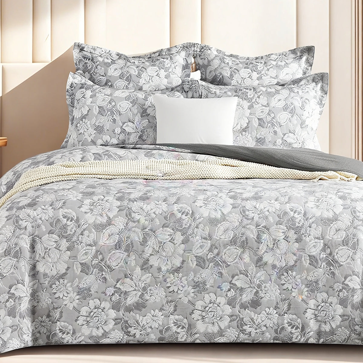 Sigma Charcoal Jacquard King Quilt Cover Set by Renee Taylor