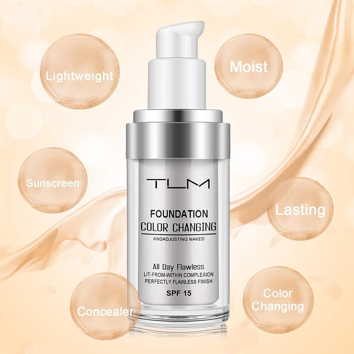 ReviGLam TLM Colour Changing Liquid Foundation Hides Wrinkles & Lines, BB