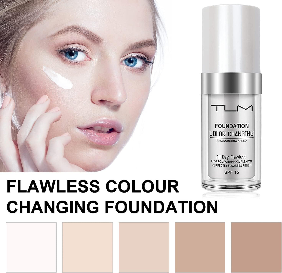 ReviGLam TLM Colour Changing Liquid Foundation Hides Wrinkles & Lines, BB