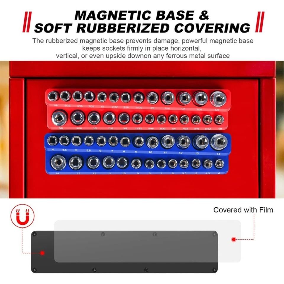 1PC 3/8" Red Imperial Magnetic Socket Organizer Storage Holder Trays Single size