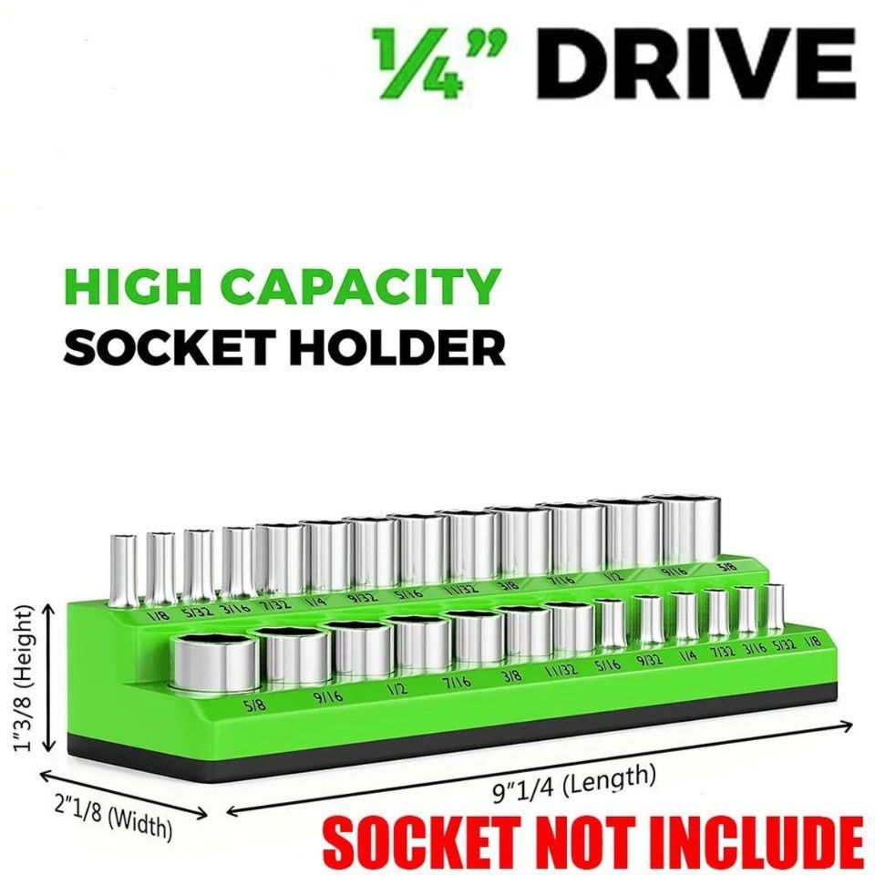 1PC 1/4" Green Imperial Magnetic Socket Organizer Storage Holder Trays Single size