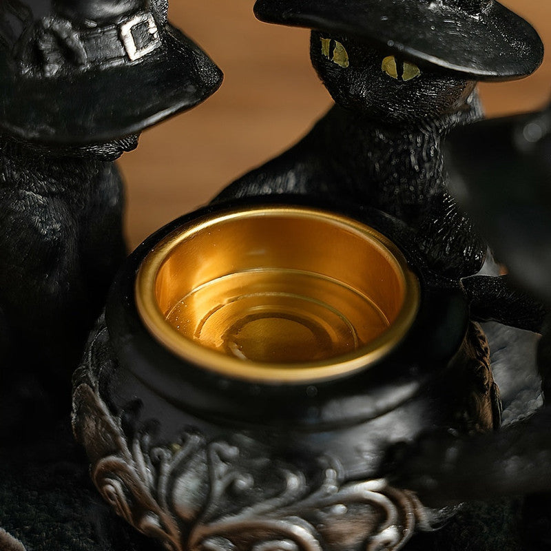 Halloween Witch Cat Sculpture Figurine