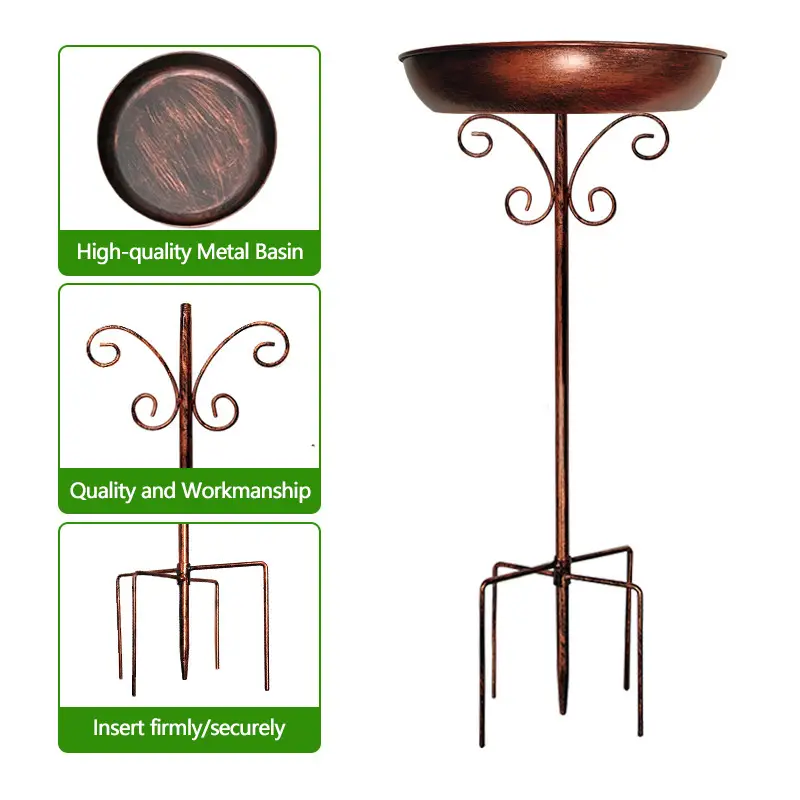 Vintage Metal Bird Bath with Pedestal Stand