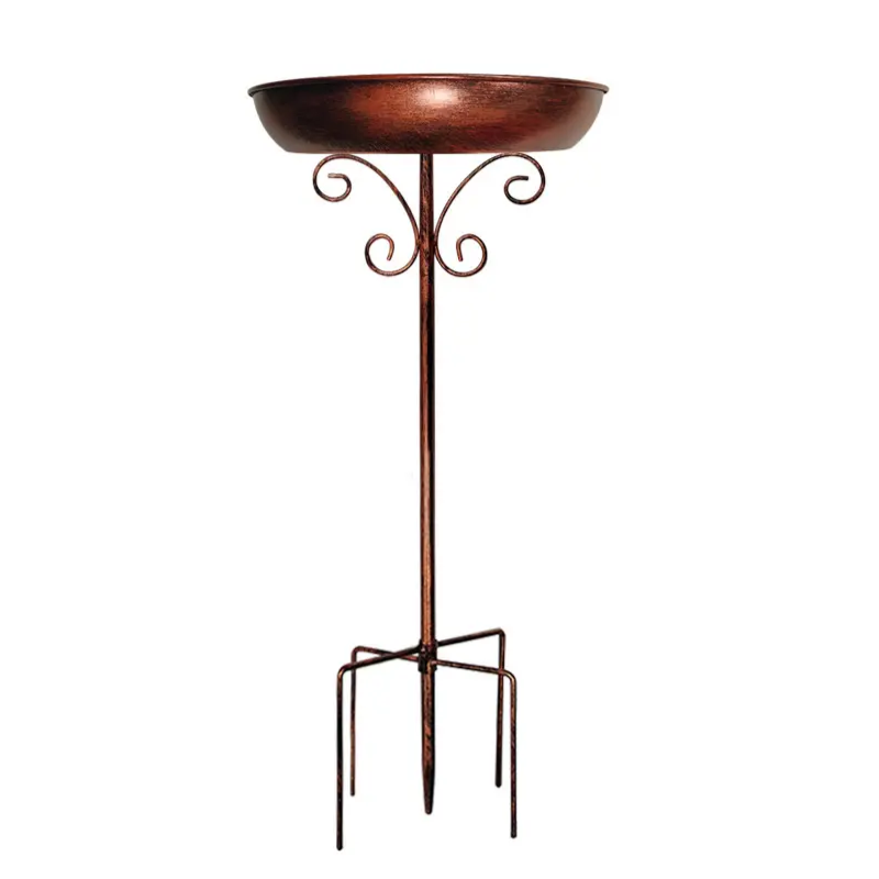 Vintage Metal Bird Bath with Pedestal Stand