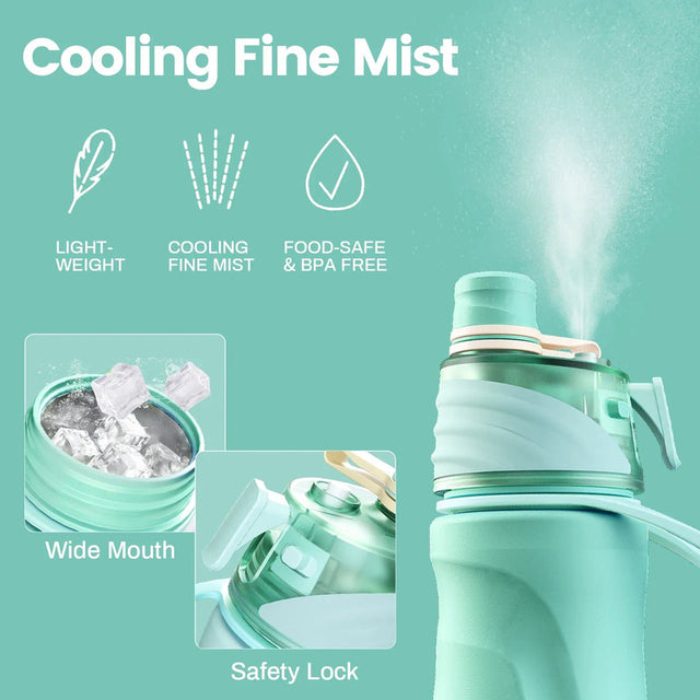 750ML Spray Water Bottle Green
