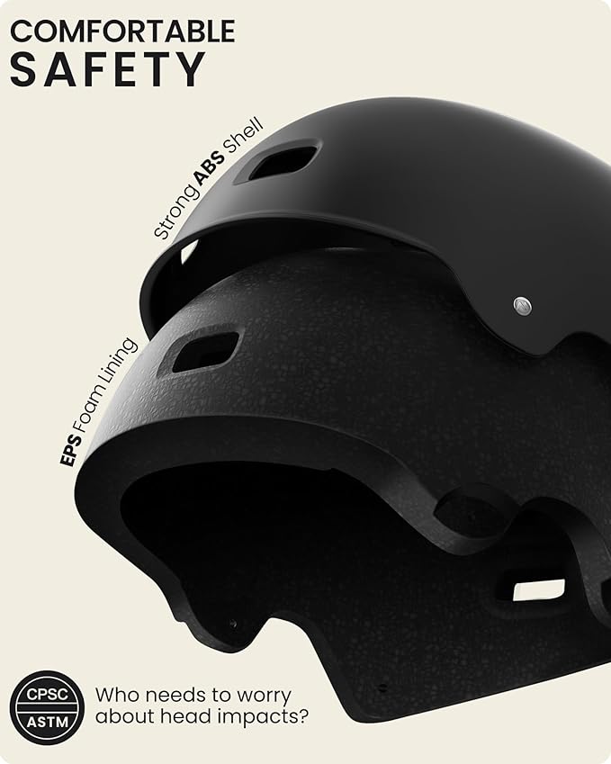 OutdoorMaster Skateboard Cycling Helmet - Two Removable Liners - Medium