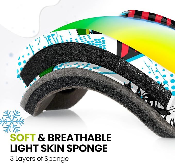 OutdoorMaster Kids Ski Goggles - Helmet Compatible Snow Goggles for Boys & - 6