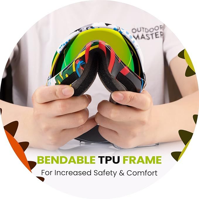 OutdoorMaster Kids Ski Goggles - Helmet Compatible Snow Goggles for Boys & - 6
