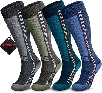 OutdoorMaster Thermolite Merino Wool Ski Socks, Compression Thermal - Pack