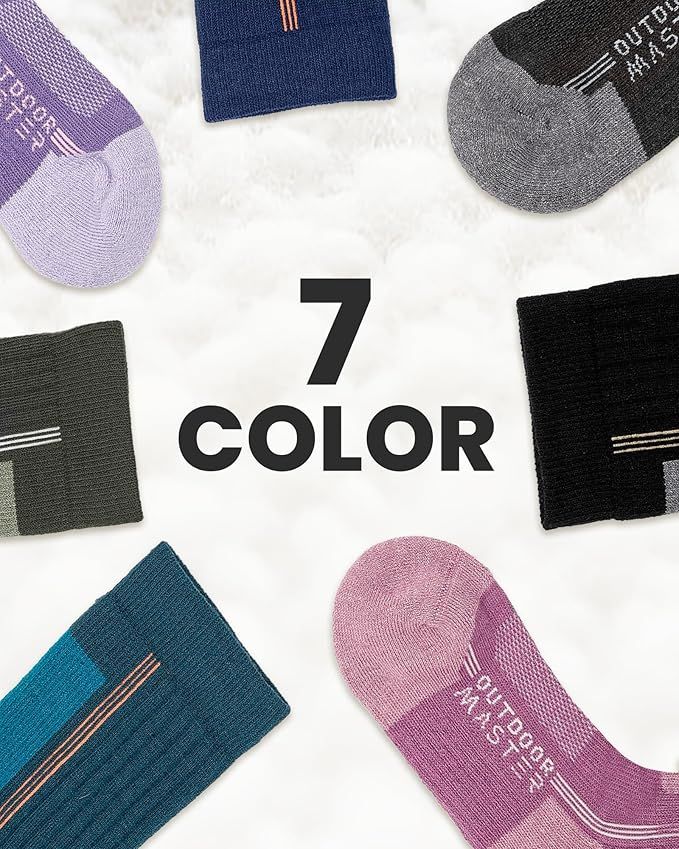 OutdoorMaster Thermolite Merino Wool Ski Socks, Compression Thermal - Pack