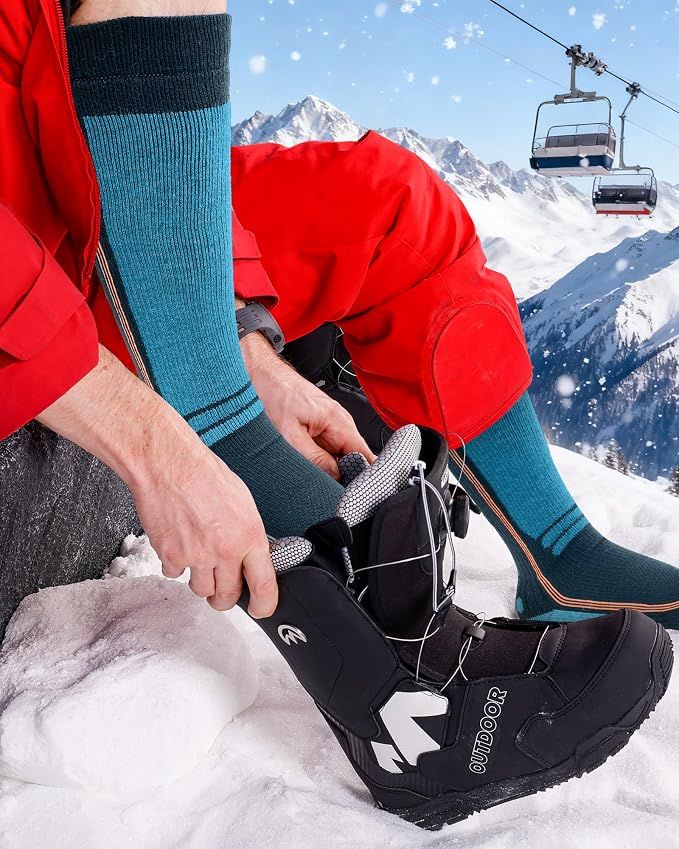 OutdoorMaster Thermolite Merino Wool Ski Socks, Compression Thermal - Pack