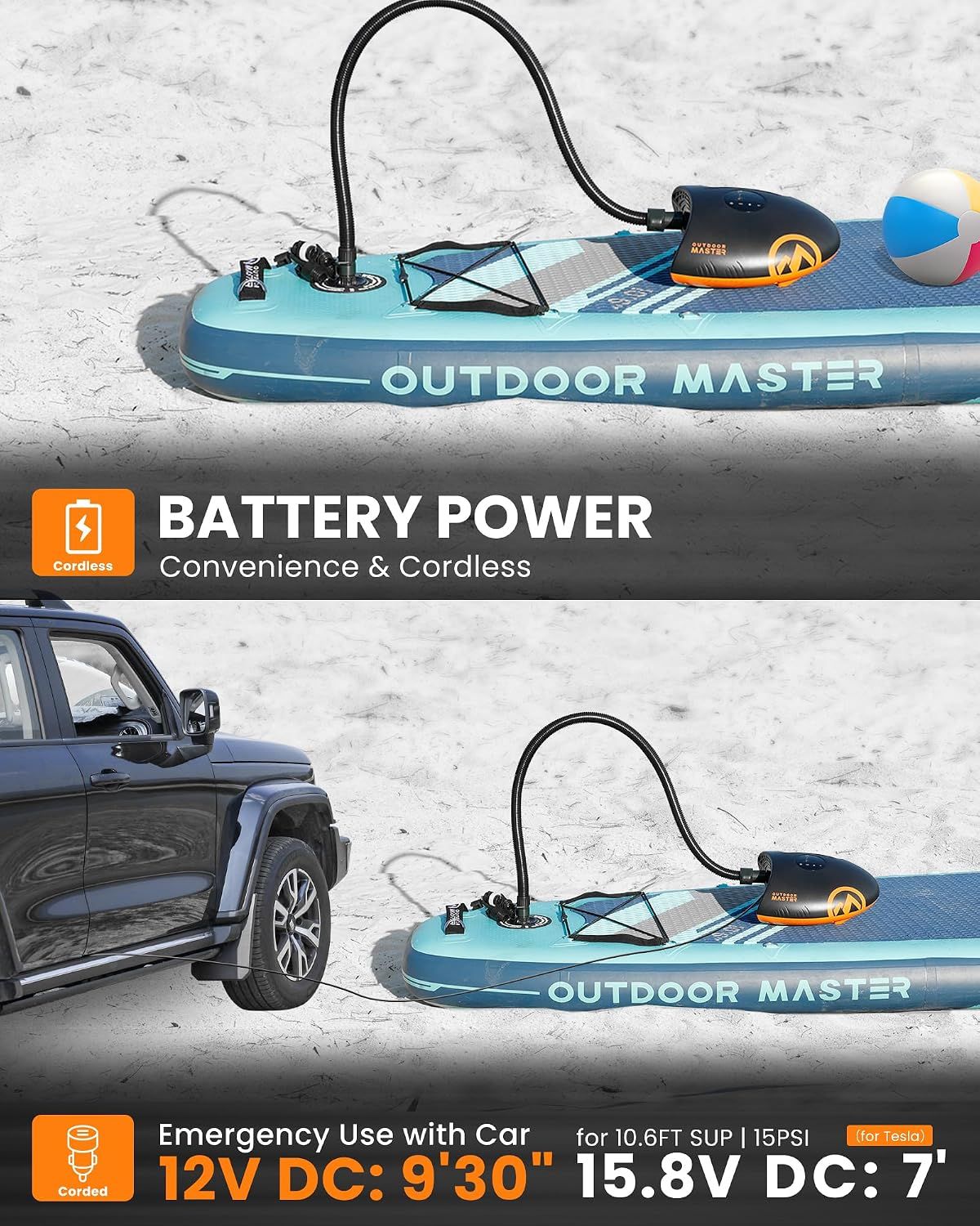 OutdoorMaster 20PSI High Pressure 88.8Wh Rechargeable SUP Air Pump Electric