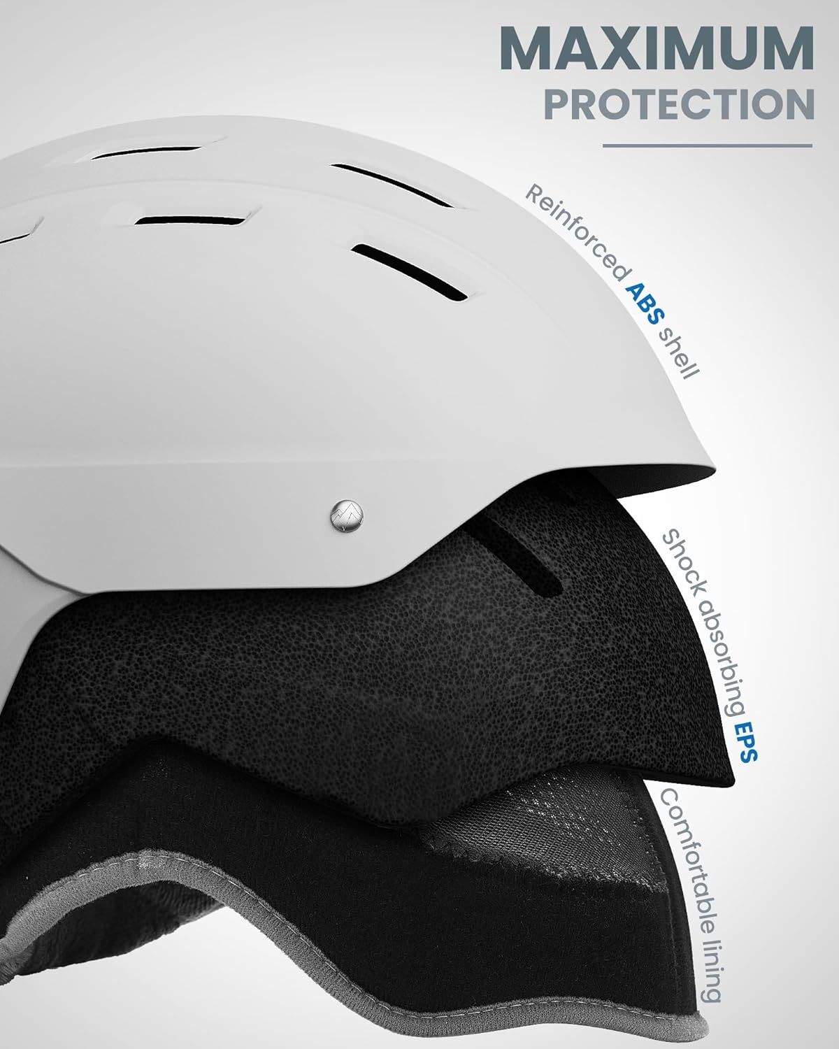 OutdoorMaster Kelvin II Ski Snow Sport Helmet | Adjustable Dial Fit Snowboard Helmet for Men Women & Youth,ASTM Certified,14 Vents-Matte White-L