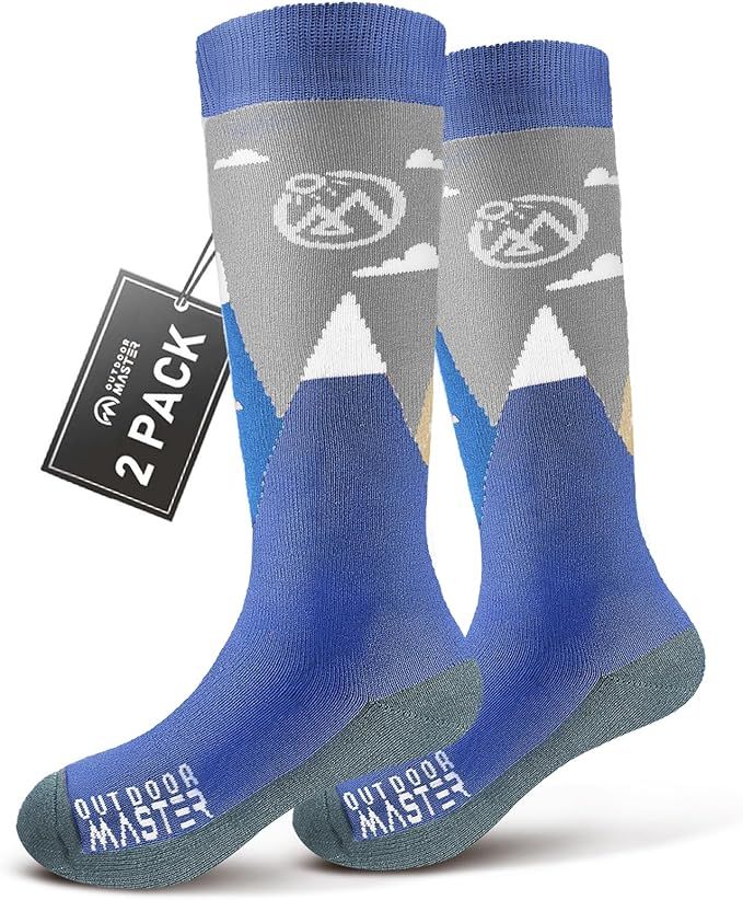 OutdoorMaster Merino Wool Ski Socks for Kids Boys & Girls Thermal Winter Warm