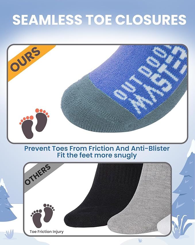 OutdoorMaster Merino Wool Ski Socks for Kids Boys & Girls Thermal Winter Warm