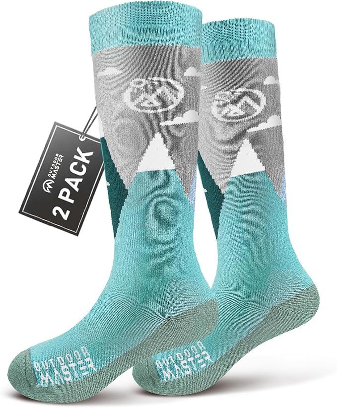 OutdoorMaster Merino Wool Ski Socks for Kids Boys & Girls Thermal Winter Warm