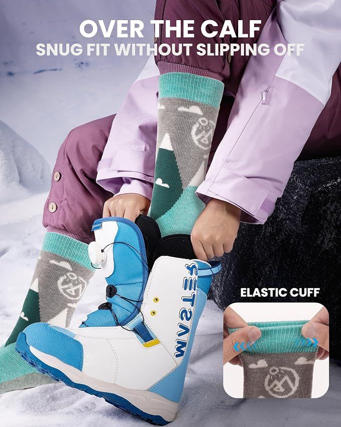OutdoorMaster Merino Wool Ski Socks for Kids Boys & Girls Thermal Winter Warm