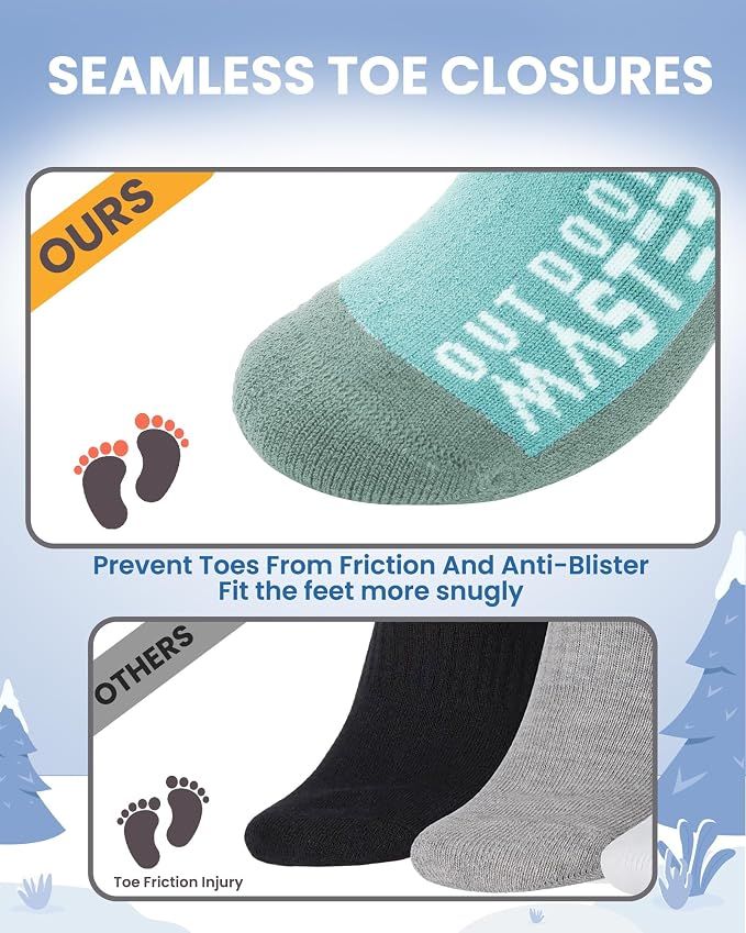 OutdoorMaster Merino Wool Ski Socks for Kids Boys & Girls Thermal Winter Warm