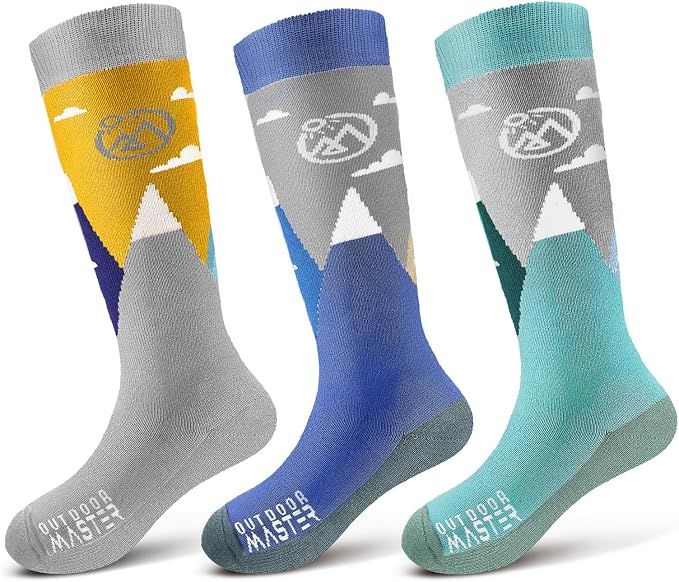 OutdoorMaster Merino Wool Ski Socks for Kids Boys & Girls Thermal Winter Warm