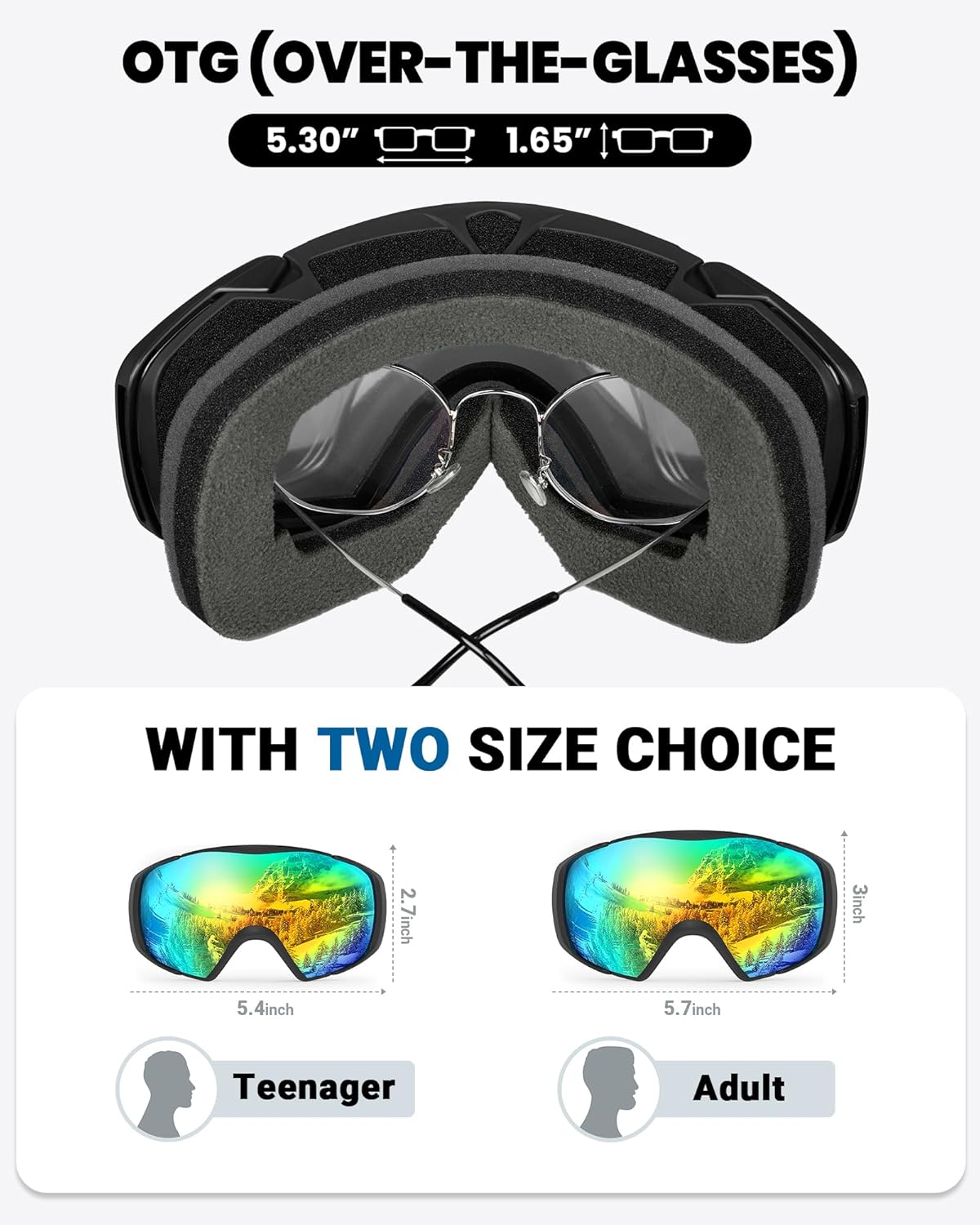 OutdoorMaster Ski Goggles with Cover Snowboard Snow Goggles OTG Anti - - 18