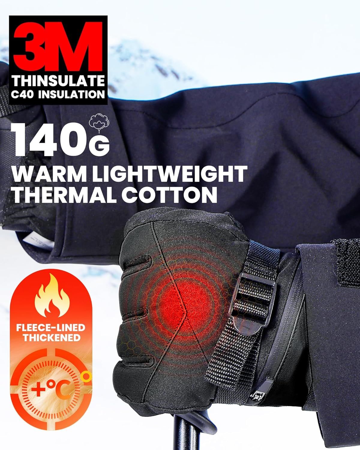 OutdoorMaster Ski Snow Gloves for Women & Men - 3M Thinsulate Waterproof