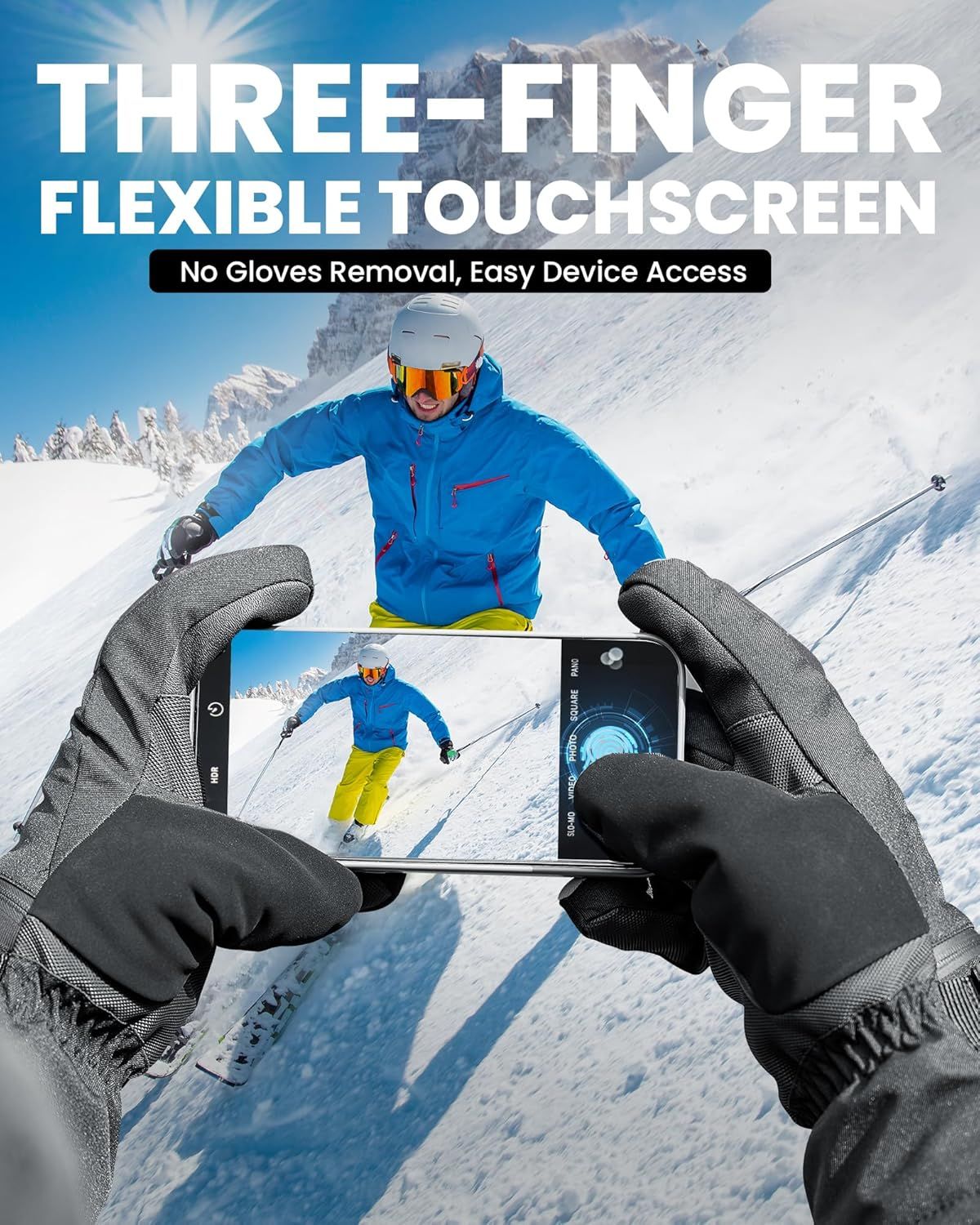 OutdoorMaster Ski Snow Gloves for Women & Men - 3M Thinsulate Waterproof